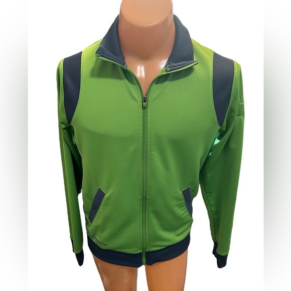 Under Armour Men's Track Jacket Neon Med Green Gray Full Zip, Gym Fitness Casual - Picture 1 of 10